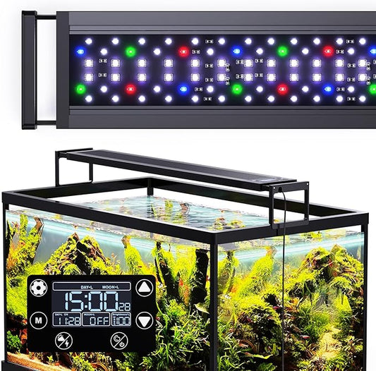 24/7 LED Aquarium Light for 24-30 Inch Fish Tank, Auto On Off with Timer, 9 Colors, Adjustable Brightness, Daylight & Moonlight Mode, Full Spectrum Fish Tank Light for Plants, 36W