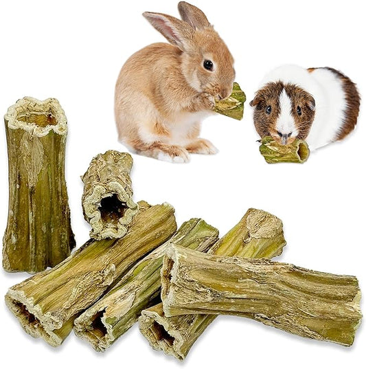 Fhiny Rabbit Chew Toys, 6 PCS 3.9" Natural Papaya Wood Chew Sticks Guinea Pig Treats for Dental Care Bunny Treats for Rabbits Small Pet Molar Snacks for Bunny Guinea Pig Chinchilla Hamster Gerbil