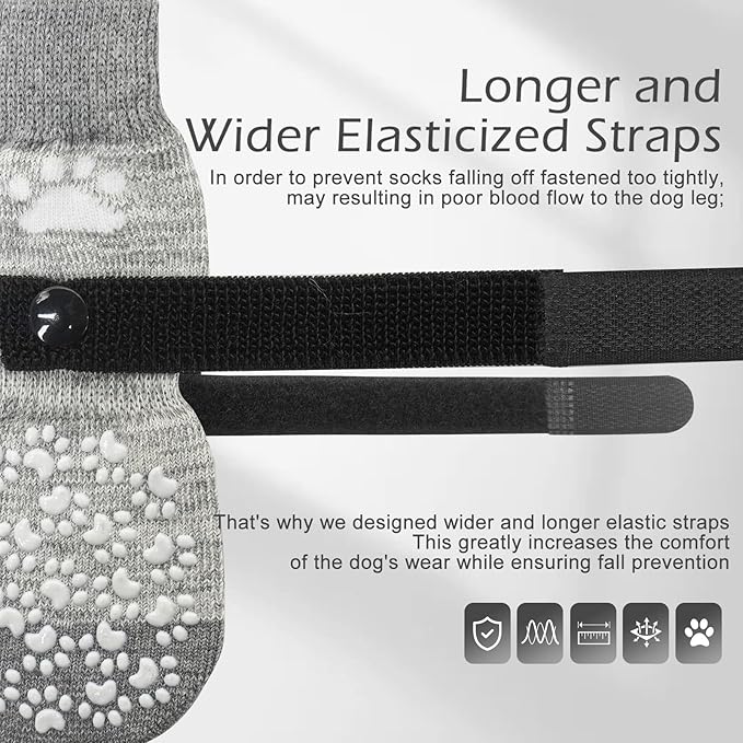 EXPAWLORER Anti Slip Dog Socks to Prevent Licking Paws, Dog Shoes for Hot Pavement, Dog Booties for Small Medium Large Senior Dogs, Traction Control Dog Boots & Paw Protectors for Hardwood Floors