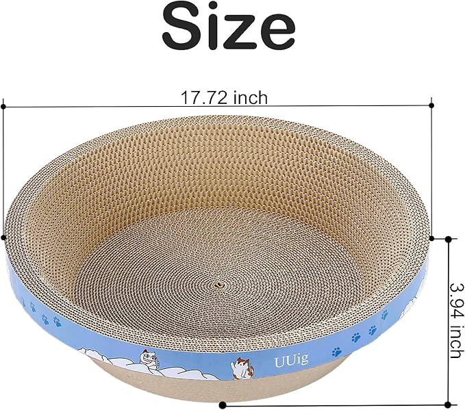 Cat Scratcher, 17.7x17.7 inches Cardboard Cat Scratchers for Indoor Cats, Large Cat Scratching Board, Round Bowl Cat Scratch Pad Bed with Catnip