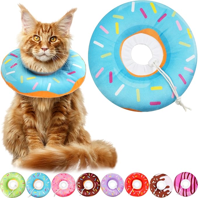 Cat Cone Collar Soft, Cat Recovery Collar for Wound Healing Cute Cat Adjustable Cat Cones to Stop Licking Comfortable Lightweight Neck Elizabethan Collars for Cats Purple