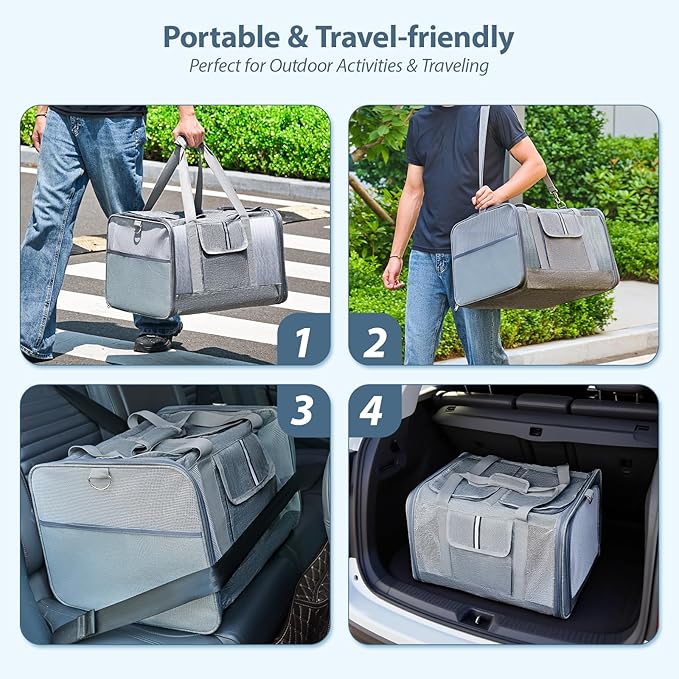 Cat Carrier for 2 Cats – Large Soft-Sided Pet Travel Carrier, Dual Compartments, Privacy Protection, Dog Carrier for Small/Medium Dogs, Home & Outdoor Use