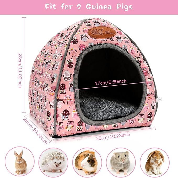 BWOGUE Guinea Pig House Bed Cozy Hamster Cave Large Hideout for Dwarf Rabbits Hedgehog Bearded Dragon Winter Nest Hamster Cage Accessories