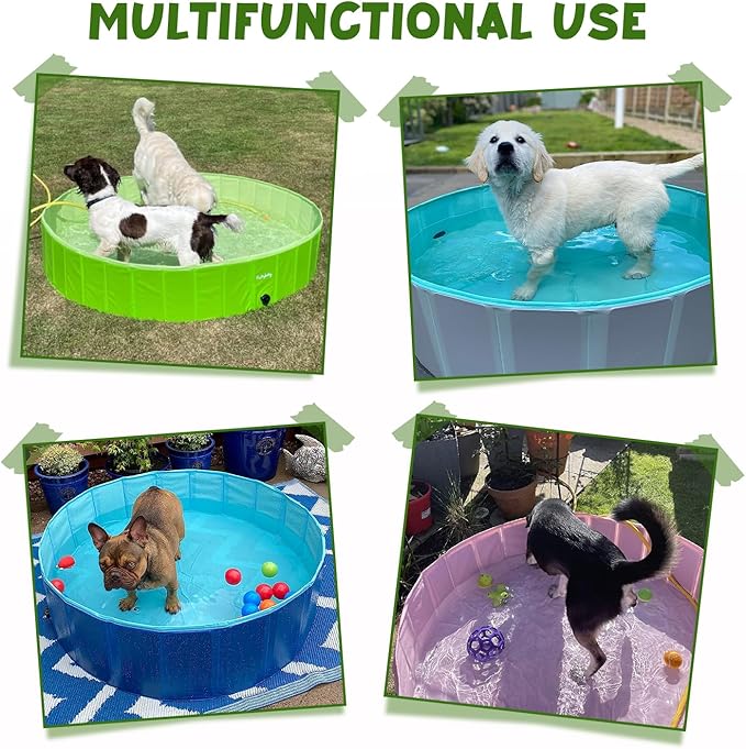 Furrybaby Dog Pool, Foldable Dog Pools for Large Dogs Portable Kiddie Pool Pet Doggie Wading Swimming PoolGreen 39''Indoor and Outdoor