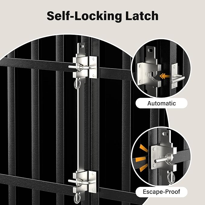 42 inch Heavy Duty Dog Crate with Self-Locking Latch, Indestructible Steel Large Kennel with Enclosed Design, Chew-Proof and Escape-Proof Pet Cage for High Anxiety Dogs