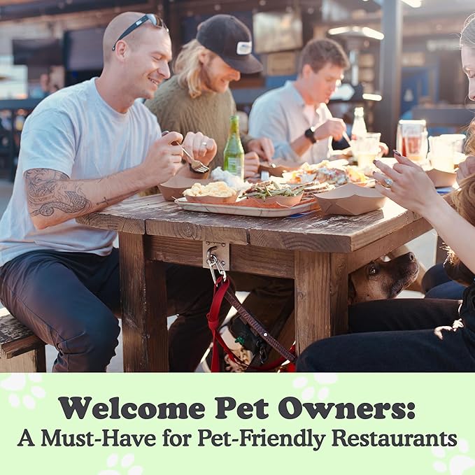 Canine Hitch- Secure Dog Leash Parking Wall Large Hook with Clip 6 Pack - Tie Out Stainless Steel & ABS Mounting Plate for Strength - Practical Lead Management for Home & Business