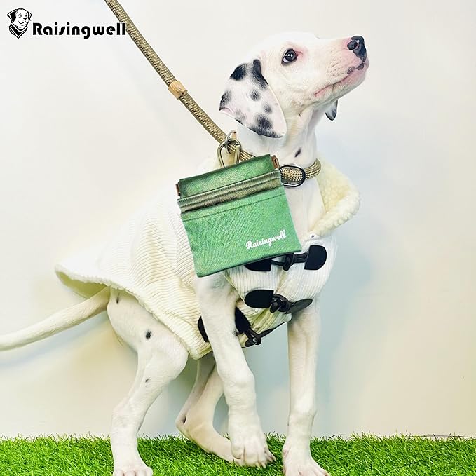 Dog Treat Pouch, Pocket Sized Pet Training Pouch, Hand Free Bronze Dog Walking Bag with Carabiner, Self-Closing Pet Feed Snack Reward, for Puppy Travel or Outdoor Use, NanoPTC