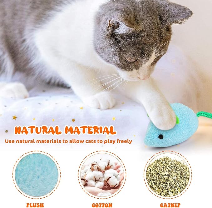 Catnip Toy - 6Pcs Cats Mouse Plush Cat Toys Realistic Cute Kitten Mice Filled Catnip for Cat Chew Toy1