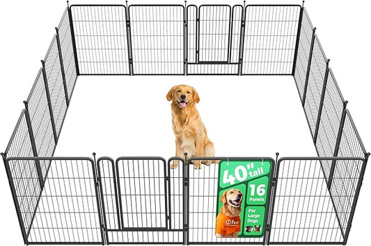 FXW Rollick Unleashed Dog Playpen for Indoor, Yard, RV Camping, 40 inch 16 Panels for Medium and Large Dogs│Patented
