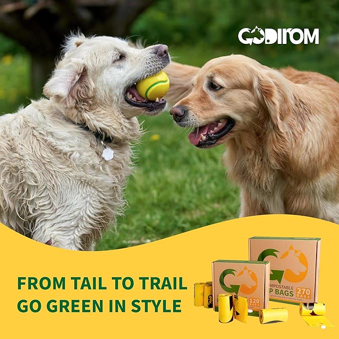 Certified 100% Compostable Poop Bags for Dogs, 120 Count Guaranteed Leak Proof and 18 Microns Extra Thick Dog Waste Bag, 18 Rolls of Plant Based Doggie Poop Bag, No Scented with ASTM D6400 & EN13432