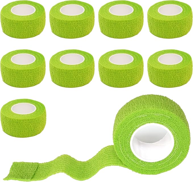 9 Pack 1" x 5 Yards Self Adhesive Bandage Wrap Self Stick Wrap for Ankle, Wrist, Finger, Sports, Breathable Cohesive Vet Tape for Pets (Grass Green)
