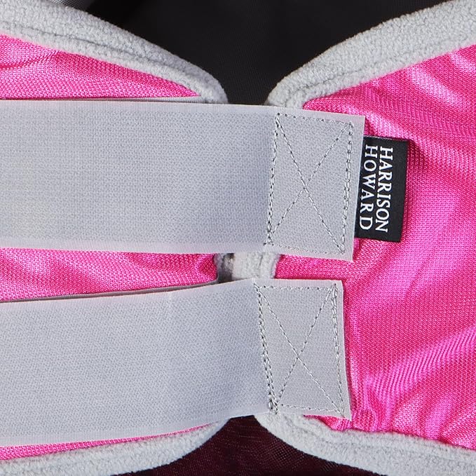 Harrison Howard CareMaster Pro Luminous Fine Mesh UV-Proof Fleece Padding Fly Mask Half Face Flamingo (S; Pony)