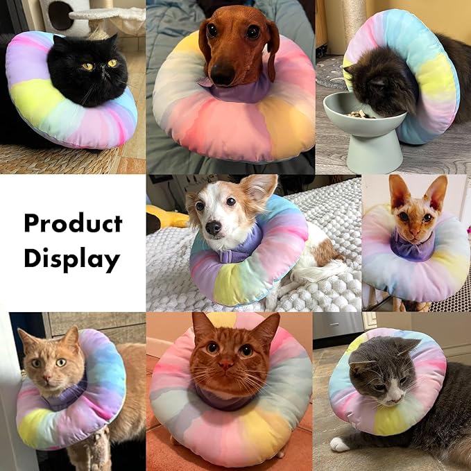 EWES Cat Cone Collar Soft M Size,Alternative Neck Cones to Stop Licking,Comfy Elizabethan Collars After Surgery Neuter,Donut Collar for Pet Cat Dog Kitten e Collar Recovery Shame
