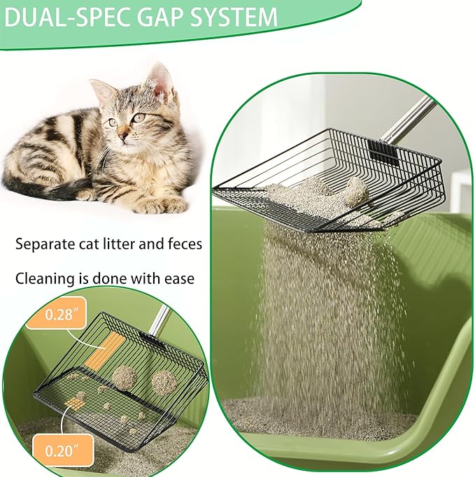 Chicken Poop Scooper - 54-Inch Long Handle Chicken Coop Cleaner, 10-Inch Wide Metal Waste Scooper for Poultry, Rabbit Hutch & Pet Cages