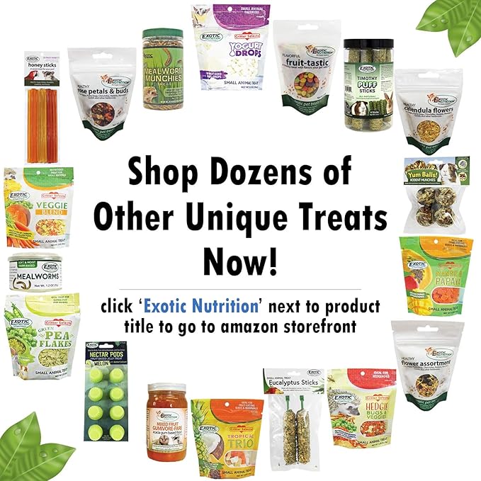 Exotic Nutrition Flower Treat 3 Pack - Healthy Assortment - Hibiscus, Calendula, Rose - for Squirrels, Guinea Pigs, Rabbits, Chinchillas, Prairie Dogs, Degus, Hamster, Gerbils, & Other Herbivores