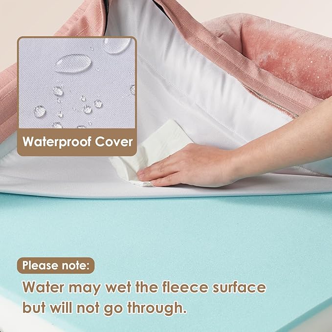 EHEYCIGA Orthopedic Dog Beds for Extra Large Dogs, Waterproof Memory Foam XL Pet Bed with Sides, Non-Slip Bottom and Egg-Crate Foam Big Dog Couch Bed with Washable Removable Cover, Dusty Pink