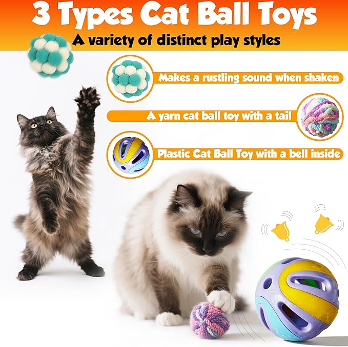 Cat Toys Set for Indoor Cats – 18PCS Cat Toys with Teaser Wand, Mouse, Ball, Spring Toys for Kittens, Interactive Cat Teaser Toys for Bored Cats Exercise and Play