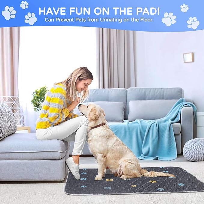 Aitmexcn Washable Puppy Dog Pee Pad, 2PCS 100% Waterproof Whelping Training Mat for Puppy/Senior Dog, Fast Drying Reusable Puppy Pads for Indoor, Outdoor and Car Travel- 48'' x 65''