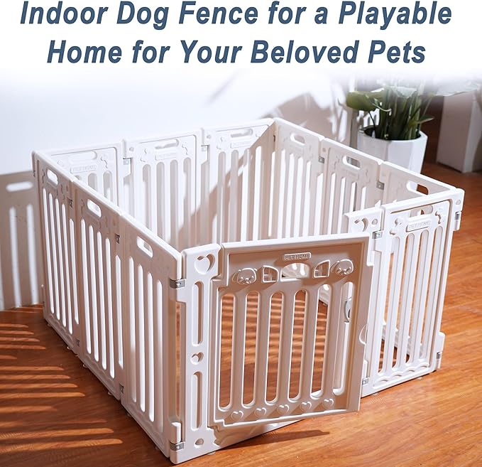Dog Playpen with Door, DIY Shape Combination Puppy Pen,25.5" H 10-Panel Dog Fence,Non-Slip & Secure Pet Gate, Easy to Assemble(Standard Room)