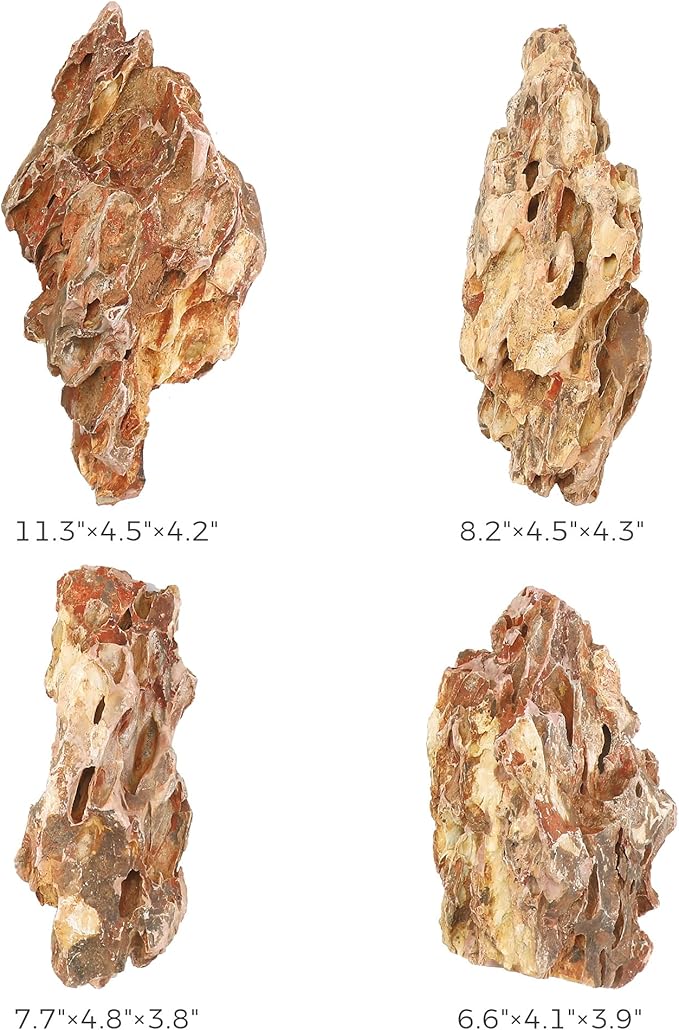 6-8 Inches Natural Dragon Stone 4 PCS Aquarium Rocks for Aquascaping, Aquarium Landscaping, Terrariums, Fish Tank Decoration, Vivariums, Paludarium, Reptile and Amphibian Enclosures