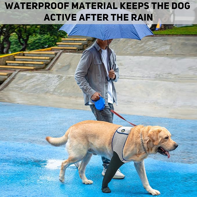 COODEO Dog Socks to Prevent Licking Paws, Healing Boots & Paw Protectors with Non-Slip Bottoms for Wound Protection, Waterproof Sleeve Shoes for Licking（Grey，L_Left