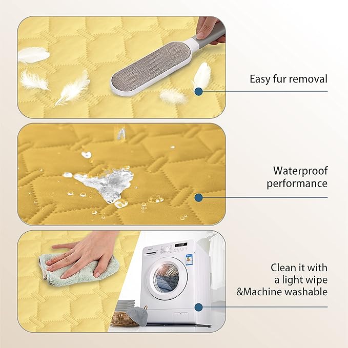 gogobunny 100% Double Sided Waterproof Dog Blanket Soft Pet Bed Cover Reversible Protect Furniture Couch Sofa Car for Puppy Cat Kids (Dark Yellow/Light Yellow, 30x80 Inch (Pack of 1))