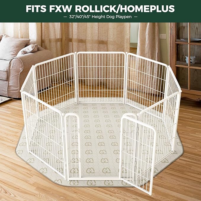 FXW Washable Pee Pads for Dogs, Puppy Pads with Super Absorbent, Specifically Designed for FXW Rollick/Homeplus 32/40/45inch 8 Panels Dog Playpen, 34" Octagon, Khaki, 1 Pack