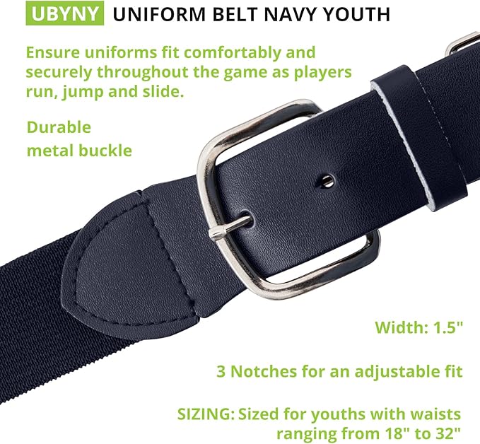 Champion Sports Baseball/Softball Uniform Belt, Comfort Stretch Fit Durable Syntex Tab - Youth & Adult Sizes, Multiple Colors