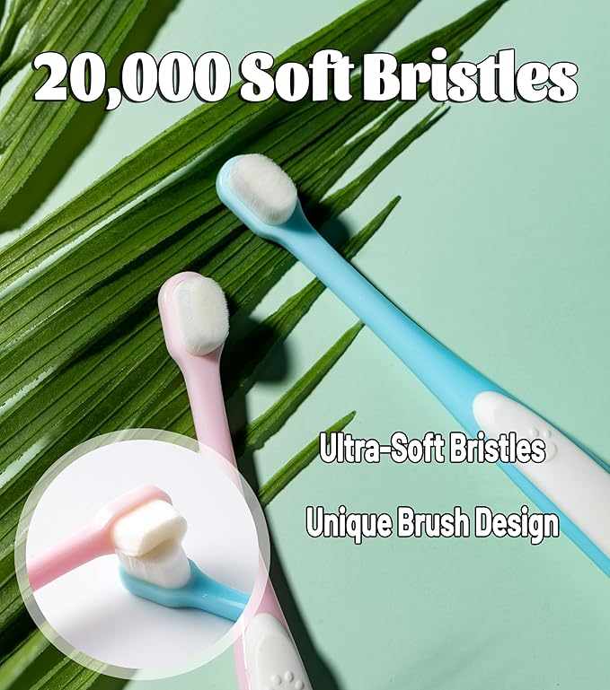 E.M&S.T by Emmeliestella Small Dog & Cat Toothbrush Micro Head, Cat Dental Care, Pets Toothbrush, Oral Hygiene, Easy to Handle, Deep Clean, Extra Soft Bristles, Independent Packaging, Blue&Pink 3PCS