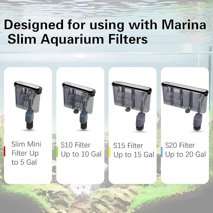 12 Pack of Aquarium Filters for Fish Tank Compatible with Marina Slim S10&S15&20 Replacement Filter Cartridge Activated Carbon bio-Zeolite Fish Tank Cotton Cartridge