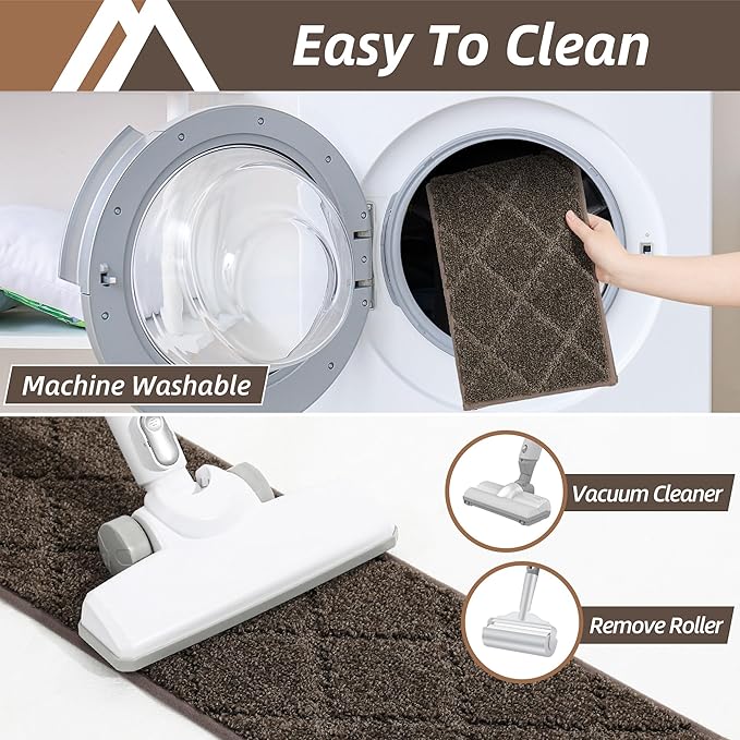 COSY HOMEER Edging Stair Treads Non-Slip Carpet Mat 28inX9in Indoor Stair Runners for Wooden Steps, Edging Stair Rugs for Kids and Dogs, 100% Polyester TPE Backing (15pc, Brown)