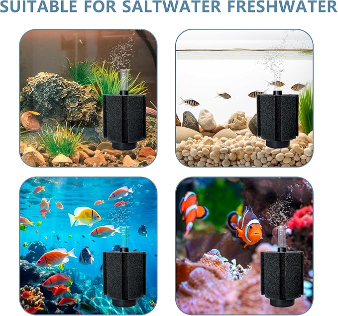 2 Pack 60-70 Gal Aquarium Sponge Filter with Air Stone and Ceramic Filter Media Quiet Fish Tank Bio Filter for Breeding Fry Shrimp Betta Fish Tank