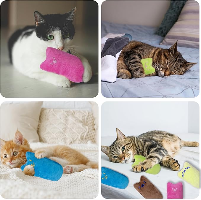 Cat Toys for Indoor Cats, 5Ps Cats Fetch Toys, Fluffy Toys for Playing, Interactive Kitten Toys, Kitty Chew Teething Toys, Cat Chew Toy for Kittens (Multi Color, 5 Pack)