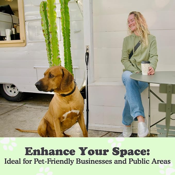 Canine Hitch- Secure Dog Leash Parking Mounted Indoor – Outdoor Wall Hook - Tie Out Stainless Steel Practical Lead Management for Home & Business, Slim Compact 6 Pack