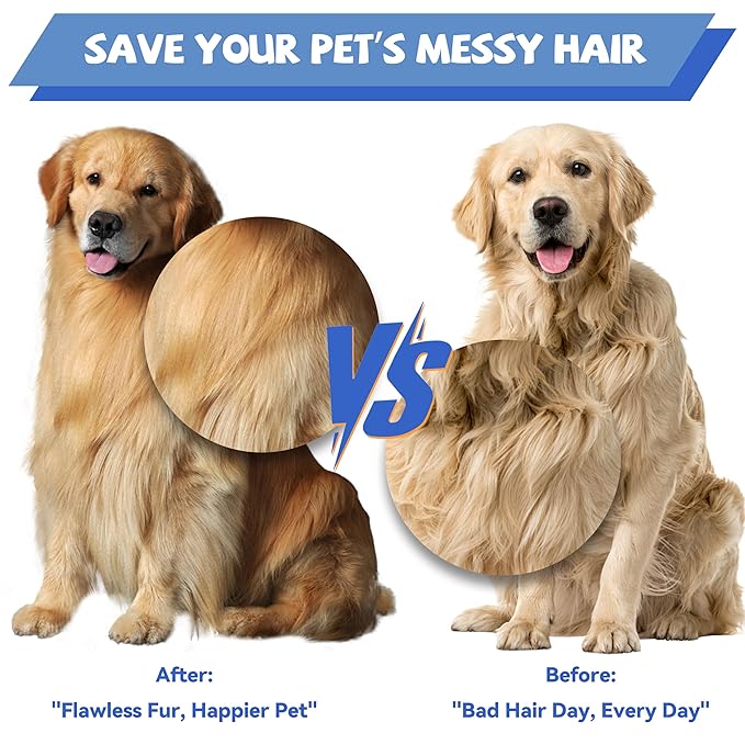 8.5 Inch Dual Tooth Pet Comb for Mats and Tangles，Professional Grooming Comb Removing Excess Hair for Long-Haired Cats and Dog Kit,Prevent Undercoat, Excess Hair,Mats and Tangles,Pet Essential