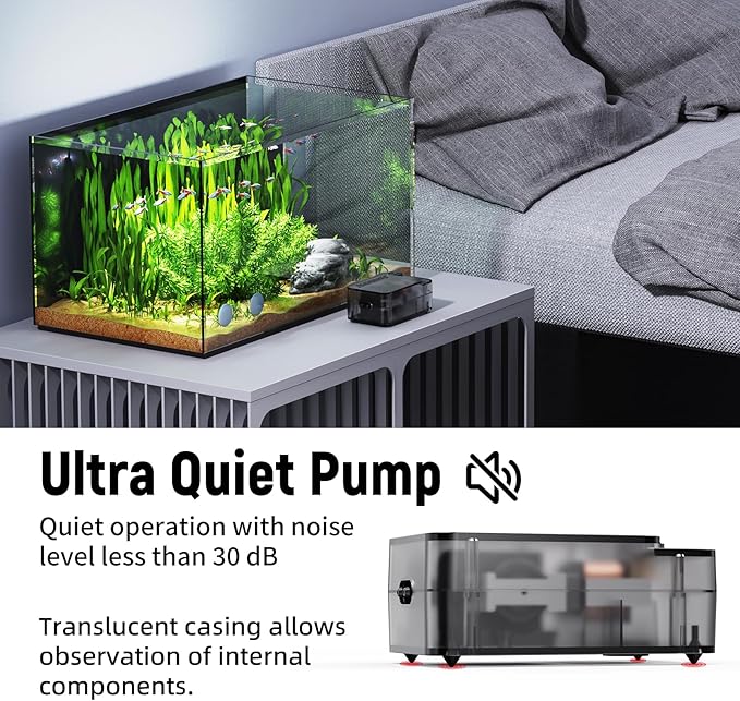 Air Pump Aquarium,Ultra-Silent/Small Size/More Output Aerator for Fish 2.5w/80GPH/18Kpa,with Air Stone Bubbler,Adjustable Airflow,Dual Outlet Suitable for 60-90 Gallon Fish Tank