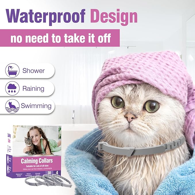 Calming Collar for Cats 4 Pack - Adjustable Soother - Anxiety Relief - Stress Pheromone Collar - Comfort Cat Calm Collars - Lasts 30 Days