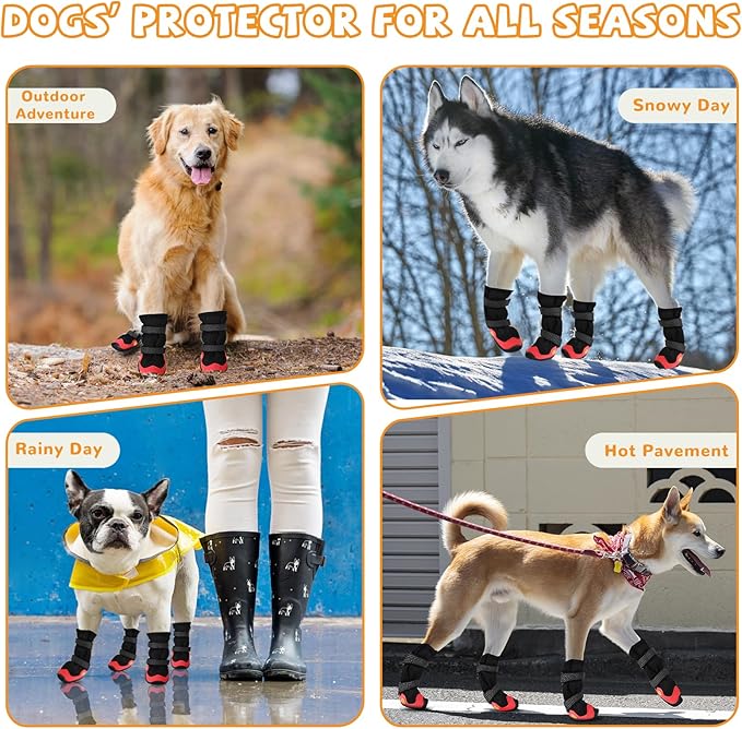 Dog Shoes for Medium Large Size Dogs, Breathable Dog Shoe for Hot Pavement, Dog Booties and Paw Protectors to Prevent Licking, Anti-Slip Dog Boots with Reflective for Summer, Hiking, Snow (Size 5)