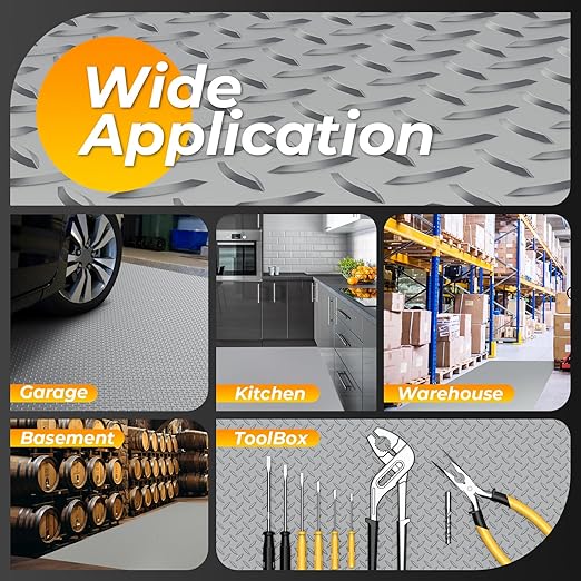 Geemax 7.8 x 18 FT Garage Floor Mats for Under Car, 2.8mm Thickened Rubber Garage Flooring Roll, M Size 140.4 SQFT Garage Car Mat for Mid-Size SUVs, Sports Car