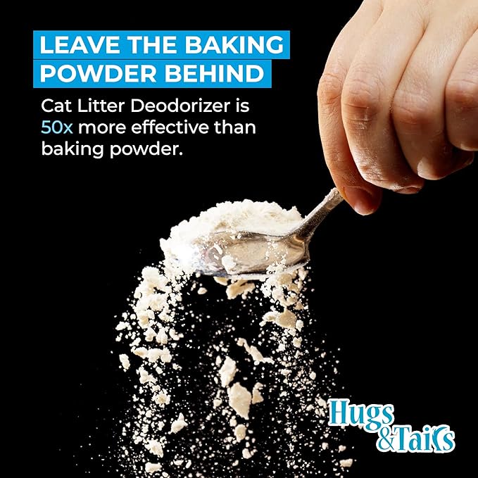 Cat Litter Deodorizer – Pet Safe Odor Eliminator & Housebreaking Supplies for Cats, Kittens, & Small Pets – Natural, Unscented, Non Toxic, Low Dust, 1 lb, by HugsandTails