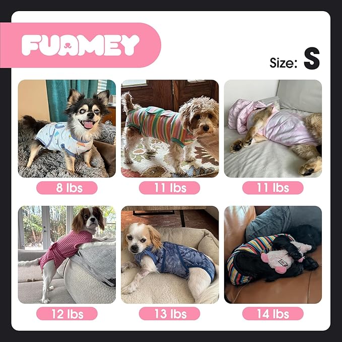 FUAMEY Recovery Suit for Dogs After Surgery,Soft Breathable Dog Bodysuit E-Collar & Cone Alternative Surgical Suit,Male Female Dog Neuter Spay Suits Anti Licking Wounds Onesie Navy Blue Strips S