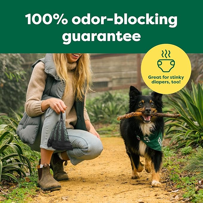 Earth Rated Odor-Blocking Poop Bags for Dogs with 3X Protect, Guaranteed to Block Smells & Leak-Proof Performance, Conceals Smell & Mess, Unscented, 108 Count