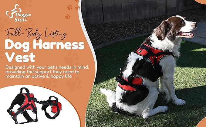 Doggie Stylz Multi-Functional Full-Body Lifting Dog Harness Vest, Designed for Front-Only, Rear-Only or Full-Body Dog Lifting. Please Measure Before Ordering.