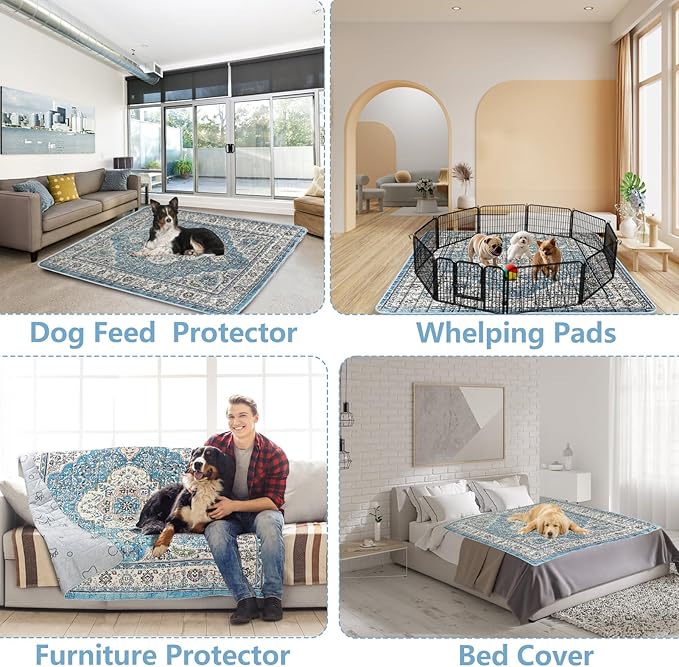 Extra Large Washable Pee Pads for Dogs (72"x72"), Upgrade Reusable Puppy Pads with Non-Slip Rug Pad, Super Thickening Absorbent Leakproof Dog Traning Pads Whelping Pad for Dogs, Doggie