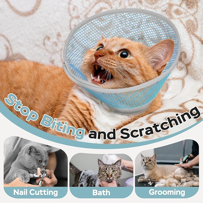 Cat Cone Collar Soft to Stop Licking After Surgery, Waterproof Lightweight Recovery Collar for Cats and Small Dogs, Elizabeth Plastic Cone Alternative, Neck Pillow to Prevent Scratches