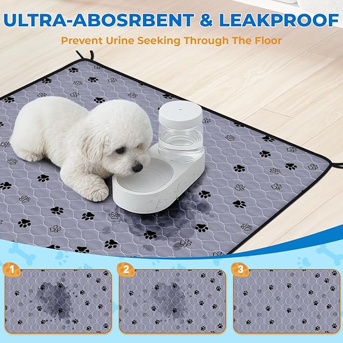 Fostanfly Washable Pee Pads for Dogs, 2 Pack 41"x41", Ultra-Absorbent Leakproof Non-Slip Reusable Potty Training Pads for Dogs, Cats & Puppies Potty