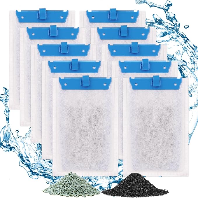 fishkeeper 10 Pack Medium Filter Cartridges Compatible with Tetra Whisper Bio-Bag Filters Replacement Filter Cartridges for Whisper Filters 10i / IQ10 / PF10 and TetraFauna ReptoFilter(Ready to Use)