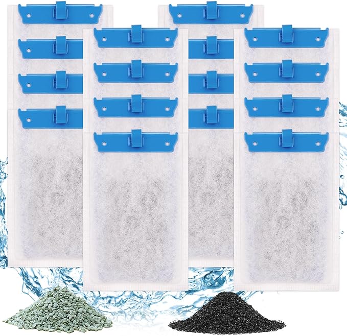 fishkeeper 16 Pack Medium Filter Cartridges Compatible with Tetra Whisper Bio-Bag Filters Replacement Filter Cartridges for Whisper Filters 10i / IQ10 / PF10 and TetraFauna ReptoFilter(Ready to Use)