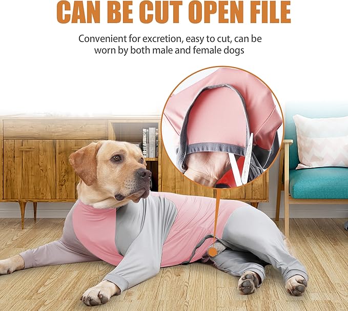 Dog Recovery Suit, Abdominal Wound After Surgery Wear, Prevent Licking Wounds, E-Collar & Cone Alternatives, Long Sleeve Postoperative Shirts Dog Bodysuit Prevent Shedding(Small, Pink)