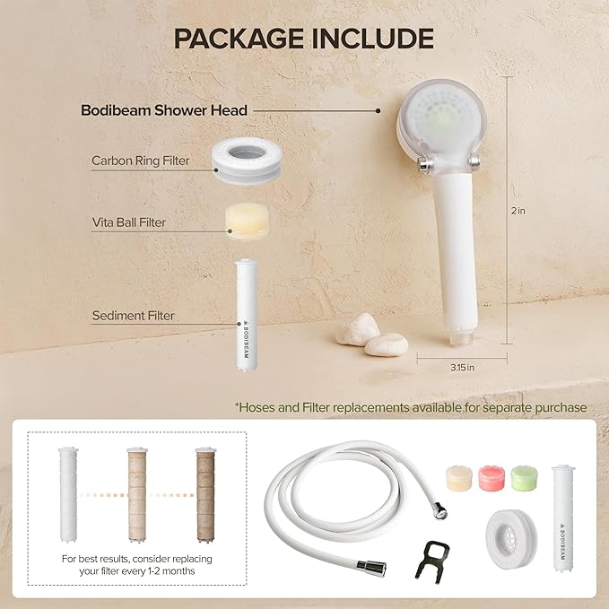 Filtered Handheld Shower Head with Vitamin C & Sediment Filter, High Pressure Water Flow, Water Saving, Reduces Chlorine for Dry Skin & Hair, On/Off Switch, Made in Korea - Bluemoon Gray